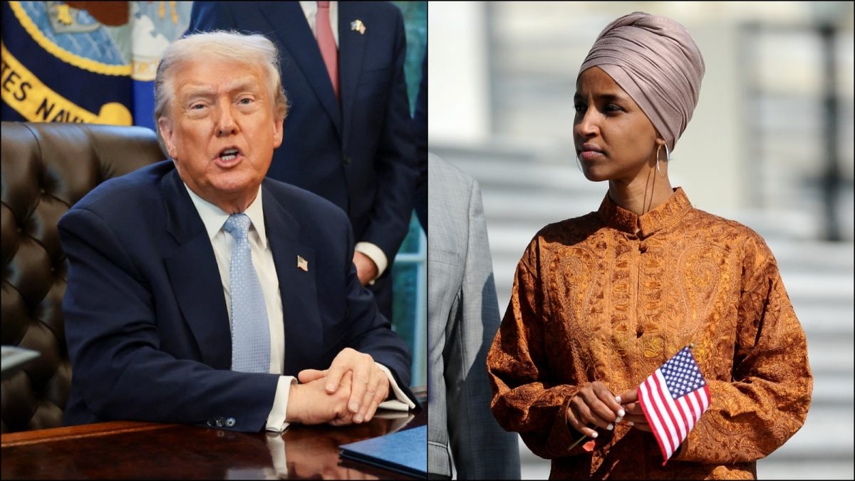 Trump Says Ilhan Omar 'Probably Had Herself Sprayed'; She Hits Back With 'Dementia' Jibe