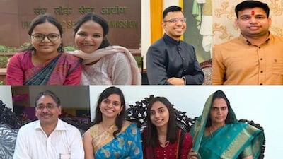 Simran and Srishti (top left); Pankaj and Amit Kumawat (top right); Anjali and Anamika Meena (bottom). (Image: News18 Hindi)