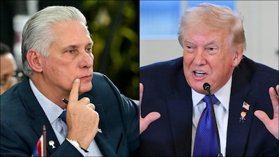 Cuba's President Miguel Diaz-Canel (L) and US President Donald Trump. (AFP)