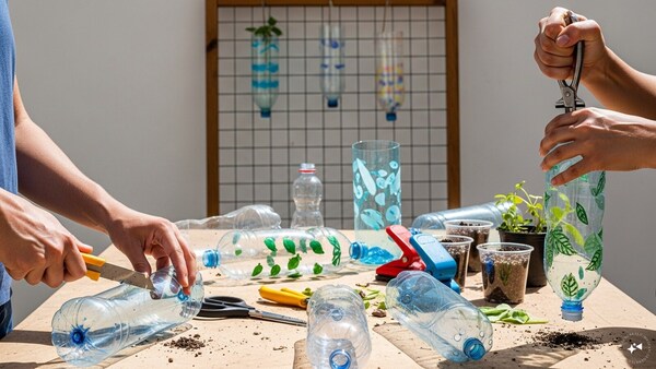 How To Create A Vertical Garden Using Plastic Bottles, Cans And Other Waste  Materials