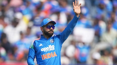 Virat Kohli gestures in the field during the 1st ODI against New Zealand in Vadodara. (AP Photo)