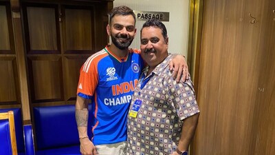Virat Kohli (left) with Rajkumar Sharma (Picture Credit: IG/rajkumarcricket)
