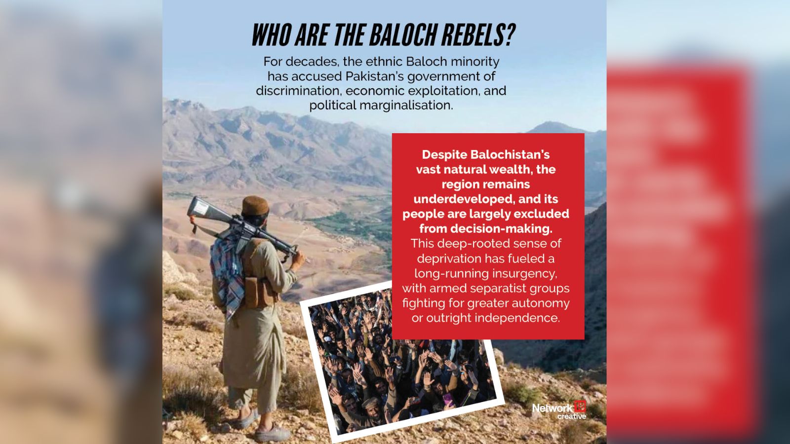 The ethnic Baloch minority accuses Pakistan's government of discrimination, economic exploitation, political marginalization.