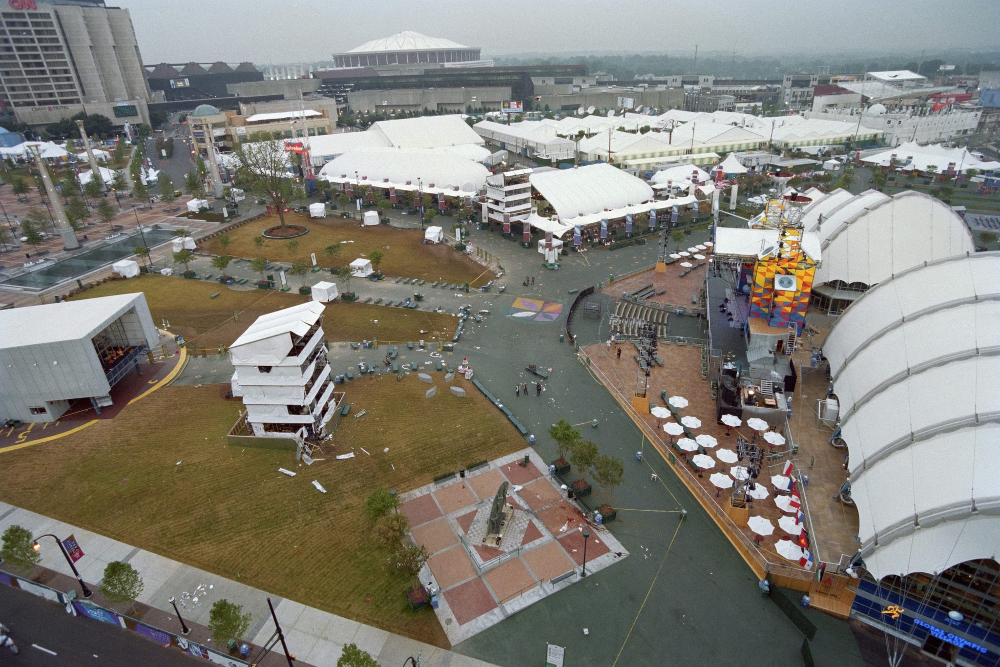 July 27, 1996 – Atlanta Olympics Bombing A bomb exploded at Centennial Olympic Park during the Atlanta Games, killing two and injuring over 100. Eric Rudolph was later convicted and is serving multiple life sentences. (AFP Photo)