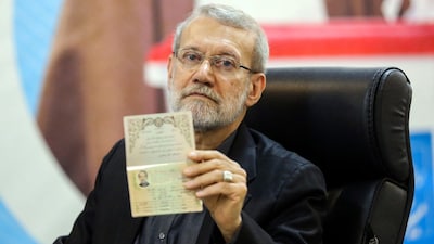 Ali Larijani’s initial career was in the Islamic Revolutionary Guard Corps (IRGC), where he worked as a commander during the Iran-Iraq War of the 1980s, eventually attaining a high rank. (AFP)