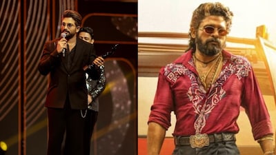 Allu Arjun wins Best Actor in the Telugu category at Filmfare Awards South for Pushpa 2: The Rule and dedicates the honour to his fans.