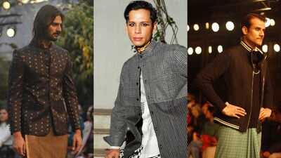 (From L to R) Creations by Vivek Karunakaran, Abraham & Thakore and Ashish N Soni.