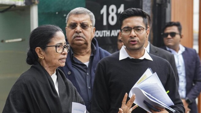 West Bengal CM Mamata Banerjee with her nephew and TMC MP Abhishek Banerjee in New Delhi | Image: PTI