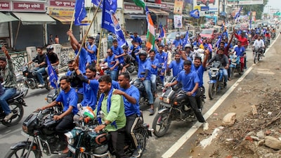 Reservation Bachao United Front (Uttarakhand) members take part in a rally in support of the Bharat Bandh. (PTI file photo)