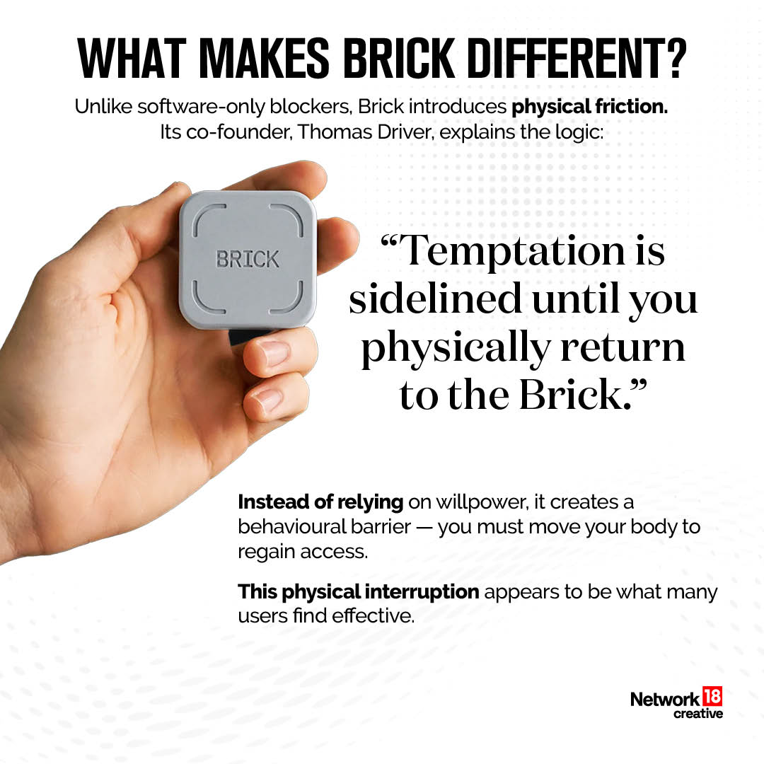 Brick is essentially an NFC-enabled physical “key” that you tap your phone on to lock or unlock selected apps. (IMAGE: NEWS18 ILLUSTRATION)