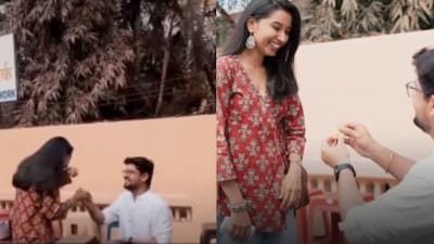 A boy proposes with golgappa instead of roses. (Photo Credit: Instagram)