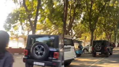 The video shows a convoy of Thars inside the University. (Photo Credit : Instagram/lakshayayyy)