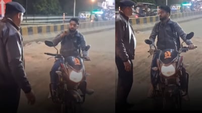 The biker informed the cop that he could not hear or speak. (Photo Credit: Instagram/currenthubb)