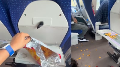 The toddler had scattered the chips on the train floor. (Photo Credit: Instagarm/travelwithsamalvlogs)