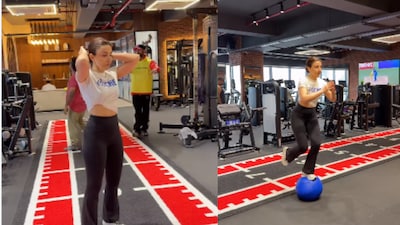 Soha Ali Khan’s midweek workout routine focuses on core training.  (Photo Credit: Instagram)