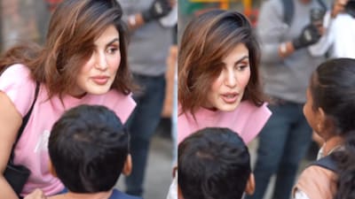 Rhea Chakraborty meets young fans outside her building.  (Photo Credit: instagram)