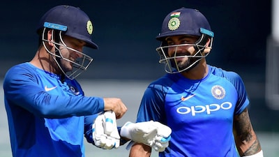 MS Dhoni with Virat Kohli during Team India training session (PTI)
