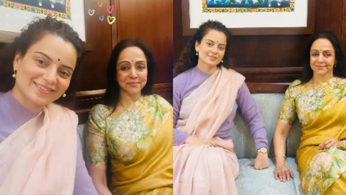Kangana Ranaut Enjoys ‘Sansad Mein Sukoon Ke Pal’ With Hema Malini | See Pictures