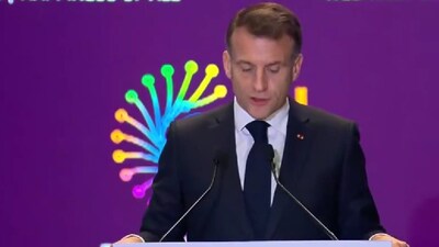 French President Emmanuel Macron at India AI Impact Summit 2026.