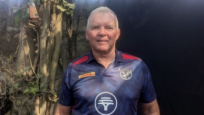 Gerhard Erasmus's father Francois outside Arun Jaitley Stadium (News18 Cricketnext Photo/Vineet Ramakrishnan)