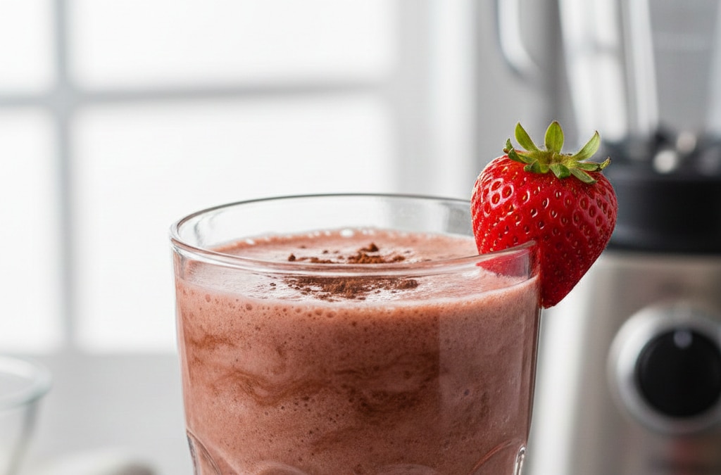 This shake tastes like dessert but behaves like a balanced breakfast.