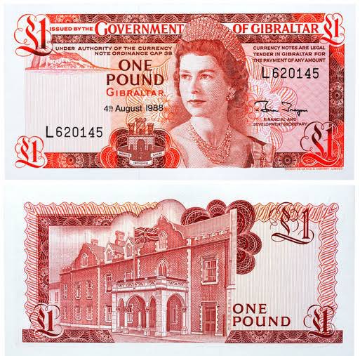 Libra de Gibraltar (GIP): Atrelada à libra esterlina, a moeda de Gibraltar corresponde exatamente à sua força. 1 GIP = US$ 1,35