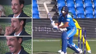 Mitchell Starc's reaction to Harmanpreet Kaur getting hit (X/7Cricket)