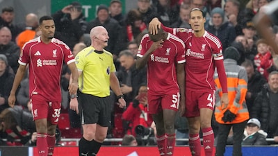Ibrahima Konate emotional after scoring for Liverpool.(PC: AP)