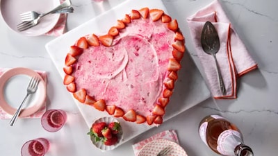A Valentine’s spread that brings together sweet indulgences and savoury delights, perfect for a romantic meal at home. (Credit: Photographer: Will Dickey)