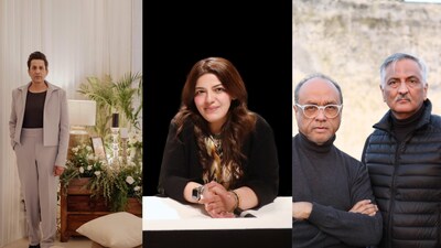 (L-R) Participating fashion designers Pawan Sachdeva, Nikita Mhaisalkar and Abraham & Thakore.