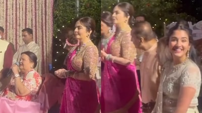 Nita Ambani and Radhika Merchant dazzle in statement diamonds and elegant ethnic ensembles at Vikram Salgaocar’s wedding celebrations.