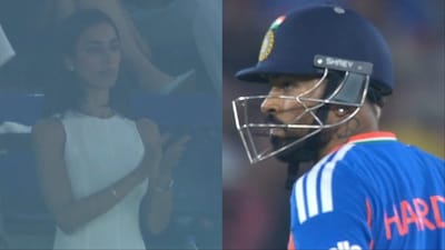 Mahieka Sharma's reaction after Hardik Pandya's dismissal goes viral. (Picture Credit: Screengrab)