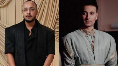 Fashion designer Akshat Bansal and (right) sitar player Rishab Sharma.