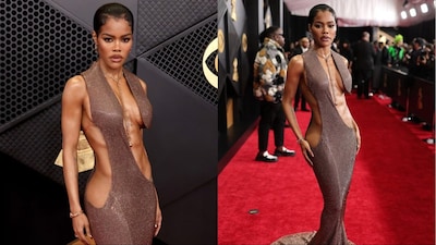 Teyana Taylor owns the Grammys in a cut-out Tom Ford gown. (Images: X)