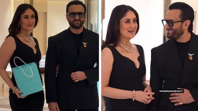 Kareena Kapoor wears a Giorgio Armani dress. 