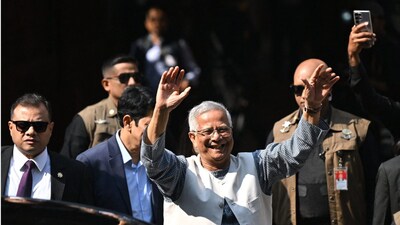 Chief Adviser of Bangladesh's Interim Government, Muhammad Yunus arrives to cast his ballot at a polling station. (AFP)