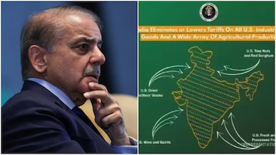 A file photo of Shehbaz Sharif (AP)/Map of India earlier posted by USTR