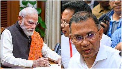 File photos of PM Narendra Modi/Tarique Rahman (PTI)