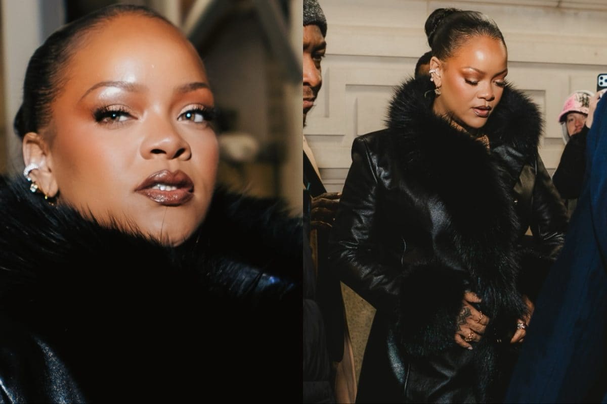 Rihanna Wears Leather Coat As A Dress To Support A$AP Rocky In New York
