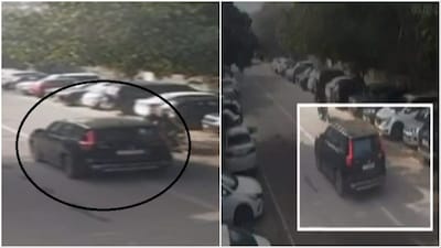 SUV seen speeding on Dwarka road before crashing into bike (Video screengrabs/Social Media)
