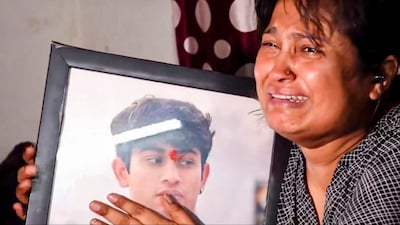 Inna Makan, mother of 23-year-old Sahil Dhaneshra who died after an SUV driven allegedly by a minor collided with his motorcycle (Photo: PTI)
