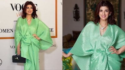 Twinkle Khanna’s Serpenti necklace transforms a minimalist look into a high-impact moment.