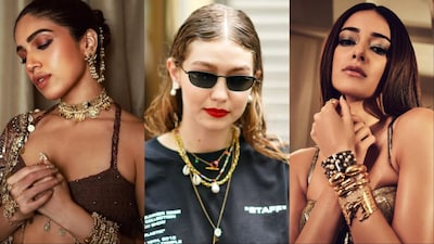 (L-R) Bhumi Pednekar, Gigi Hadid, Ananya Panday