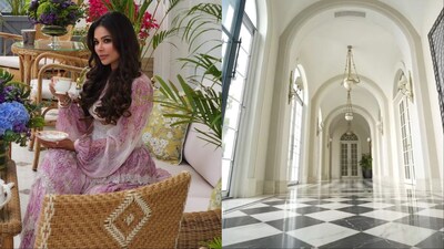 Columns, chandeliers and cultural art define Devyani Jaipuria’s palatial Delhi estate.