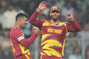 Zimbabwe vs West Indies Live Cricket Score, T20 World Cup 2026: Stay updated with ZIM vs WI Ball by Ball Match Updates and Live Scorecard from Mumbai. (Picture Credit: AP) Zimbabwe vs West Indies Live Cricket Score, T20 World Cup 2026: Stay updated with ZIM vs WI Ball by Ball Match Updates and Live Scorecard from Mumbai. (Picture Credit: AP)