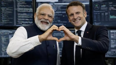 Macron shared an AI image with PM Modi on his X handle. (X)