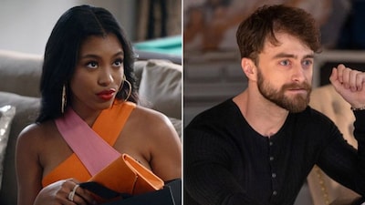 Precious Way as Brina; Daniel Radcliffe as Arthur Tobin in 'The Fall and Rise of Dinkins' . [Credits: Scott Gries/NBC]