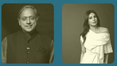 Poster with image of Shashi Tharoor and Priyanka Chopra (Credits: X)