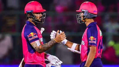 Riyan Parag and Yashasvi Jaiswal batting together for Rajasthan Royals. (PTI)