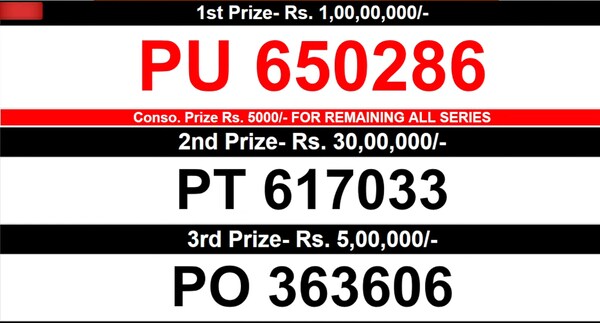  Winning Number for 1st, 2nd and 3rd Prize